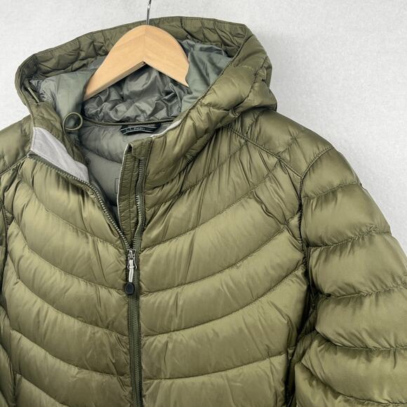 LL BEAN Coat Women XL Ultralight 850 Goose Down Hooded Jacket Parka Puffer Green - Picture 7 of 16